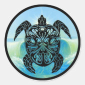 Celtic Zee Turtle Ronde Sticker (Voorkant)