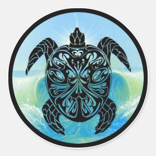 Celtic Zee Turtle Ronde Sticker (Voorkant)