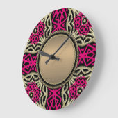 Celtica Hot Pink & Gold Wall Clock Grote Klok (Hoek)