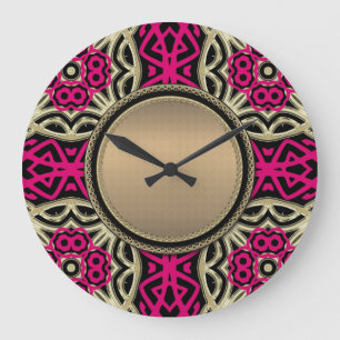 Celtica Hot Pink & Gold Wall Clock Grote Klok