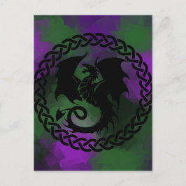 CelticCircleDragonPurpleGreen Briefkaart