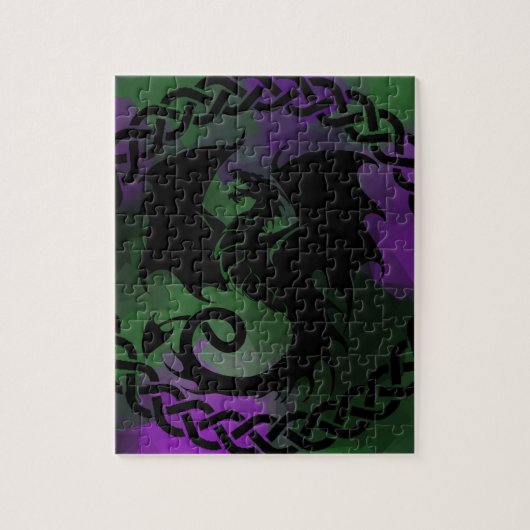 CelticCircleDragonPurpleGreen Legpuzzel (Verticaal)