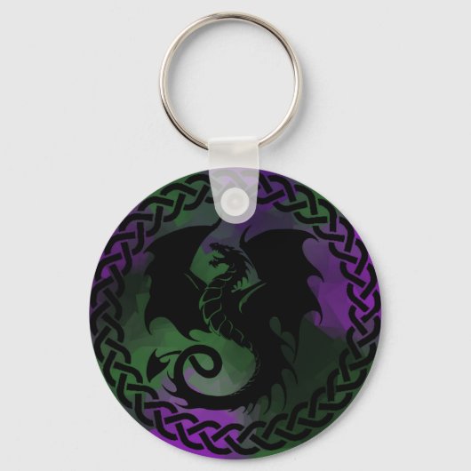 CelticCircleDragonPurpleGreen Sleutelhanger (Voorkant)