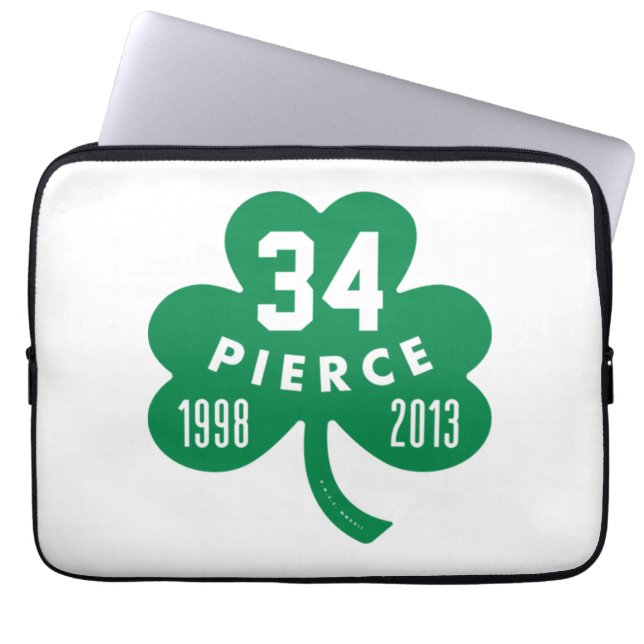 Celtics - Pierce 34 Retired Number Clover (Green) Laptop Sleeve (Voorkant)