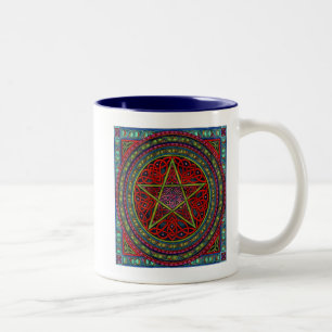 celtisch pentagram 01 spreuken tweekleurige koffiemok