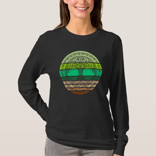 Celtische boom van de Retro van het Leven  groen o T-shirt (Voorkant)