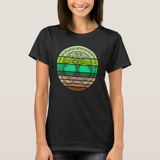 Celtische boom van de Retro van het Leven  groen o T-shirt (Voorkant)