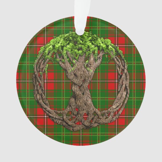 Celtische boom van het leven en Clan Hay Tartan Ornament (voorkant)
