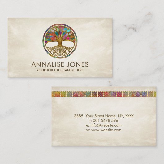 Celtische boom van het leven - Yggdrasil - Kleurmo Visitekaartje (Voorkant / Achterkant)