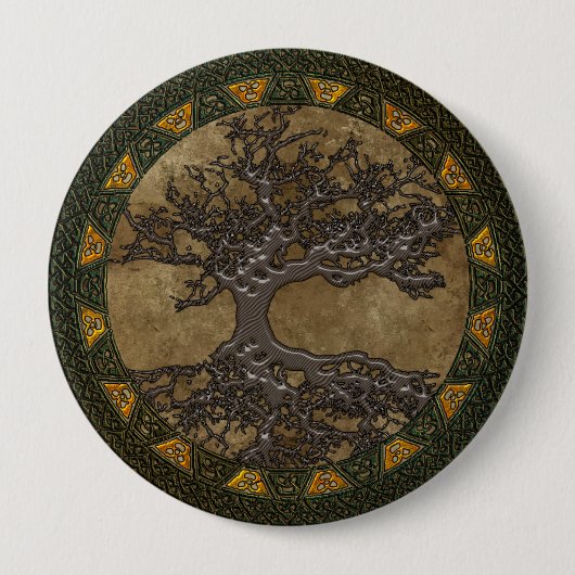 Celtische boom van leven ronde button 4,0 cm (Voorkant)
