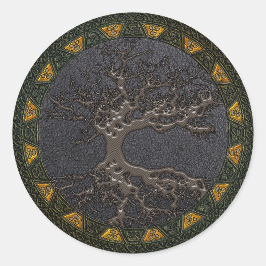 Celtische boom van leven ronde sticker (Voorkant)