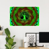 Celtische boom (verlichte versie) poster (Thuiskantoor)