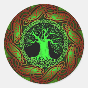 Celtische boom (verlichte versie) ronde sticker