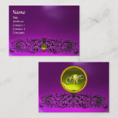 CELTISCHE DRAGONS MONOGRAM TOPAZ paarse amethist Visitekaartje (Voorkant / Achterkant)