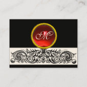CELTISCHE DRAGONS MONOGRAM zwart-wit, rood ruby Visitekaartje (Achterkant)