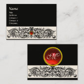 CELTISCHE DRAGONS MONOGRAM zwart-wit, rood ruby Visitekaartje (Voorkant / Achterkant)