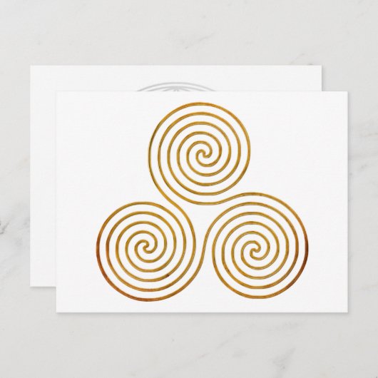 celtische drievoudige spiraal - OneLine antiek gou Briefkaart (Voorkant / Achterkant)