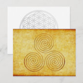 celtische drievoudige spiraal - OneLine antiek gou Briefkaart (Voorkant / Achterkant)