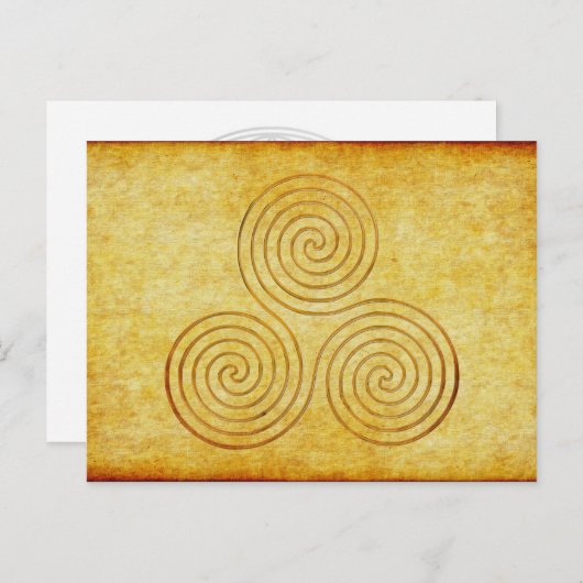 celtische drievoudige spiraal - OneLine antiek gou Briefkaart (Voorkant / Achterkant)