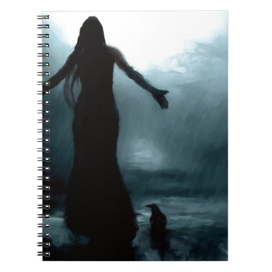 celtische godin morrigan kraaien regenwater notitieboek (Voorkant)