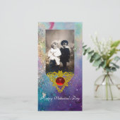 CELTISCHE HART IN BLAUWE GROENEN, BLAUWGROEN, GOUD FEESTDAGENKAART (Staand voorkant)