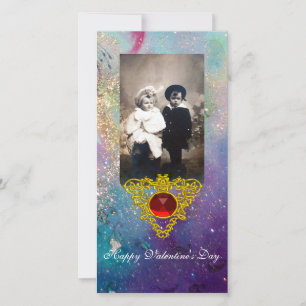 CELTISCHE HART IN BLAUWE GROENEN, BLAUWGROEN, GOUD FEESTDAGENKAART