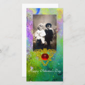 CELTISCHE HART IN VIOLET, GROENEN, GEEL GOUD FEESTDAGENKAART (Voorkant / Achterkant)