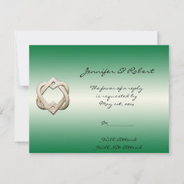 Celtische harten op groene gradiëntreactiekaart RSVP kaartje