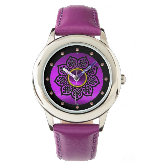 CELTISCHE KENNISSTROOM EN PAARSE AMETHYST GEM STON HORLOGE (Voorkant)