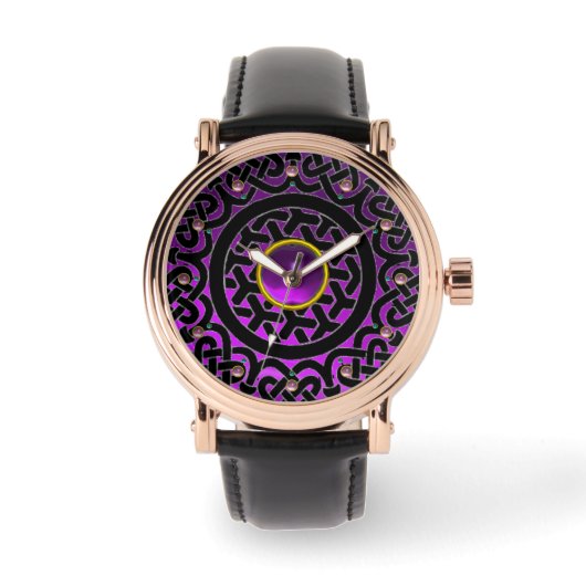 CELTISCHE KENNISSTROOM EN PAARSE AMETHYST GEM STON HORLOGE (Voorkant)