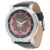 CELTISCHE KENNISSTROOM EN PINK AMETHYST GEM STONES HORLOGE (Gekanteld)