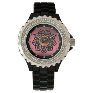 CELTISCHE KENNISSTROOM EN PINK AMETHYST GEM STONES HORLOGE