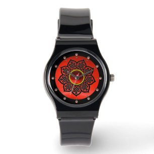 CELTISCHE KENNISSTROOM EN RODE RUBY GEM STONES HORLOGE