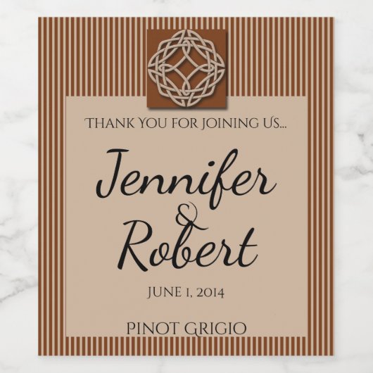 Celtische knoop in crème en ringzegelmerk wijn etiket (Enkel label)