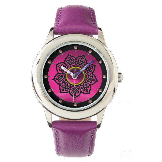 CELTISCHE KNOPEN STROOMSTROOM PAARSE AMETHYSTPAREL HORLOGE (Voorkant)