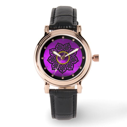 CELTISCHE KNOTEN STROOMSTROOM PAARSE AMETHYST GEMS HORLOGE (Voorkant)