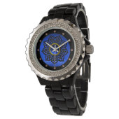 CELTISCHE KNOTS STROOMSTROOM BLUE SAPPHIRE GEM STO HORLOGE (Gekanteld)