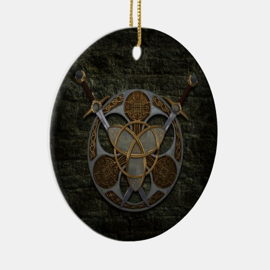 Celtische schild en zwaarden keramisch ornament (Rechts)