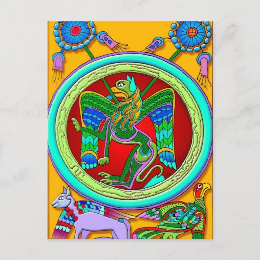 Celtische verlichting - Winged lion Briefkaart (Voorkant)