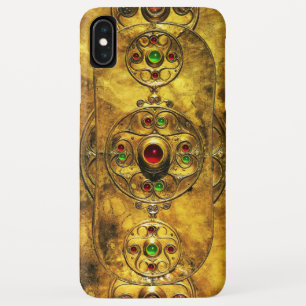 CELTISCHE WARRIOR SHIELD EMERALD RUBY GEM STONES iPhone XS MAX HOESJE