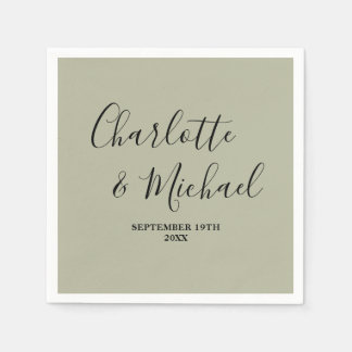 Cement Grey Script Minimalist Wedding Servet
