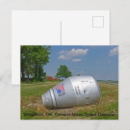 Cement Mixer Space Capsule bij Winganon OK Briefkaart (Voorkant / Achterkant)