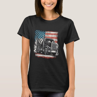 Cement Mixer Truck America Vlag Bouw T-shirt