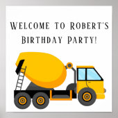 Cement Mixer Truck Birthday Party Square Poster (Voorkant)