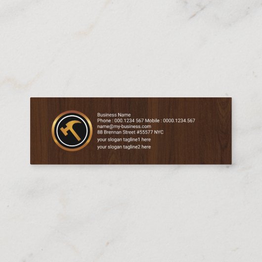 Cement Splatter Brickwork Fine Wood Graan Mini Visitekaartje (Achterkant)