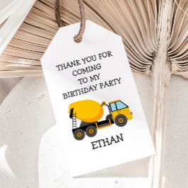 Cement Truck Child's Birthday Party White Cadeaulabel