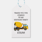 Cement Truck Child's Birthday Party White Cadeaulabel (Voorkant)