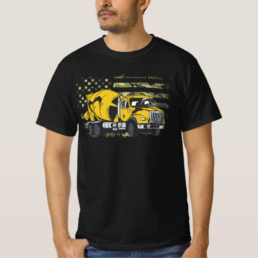 Cement Truck Driver Concrete Mixer Camouflage Amer T-shirt (Voorkant)