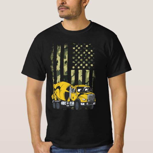 Cement Truck Driver Concrete Mixer Camouflage Amer T-shirt (Voorkant)