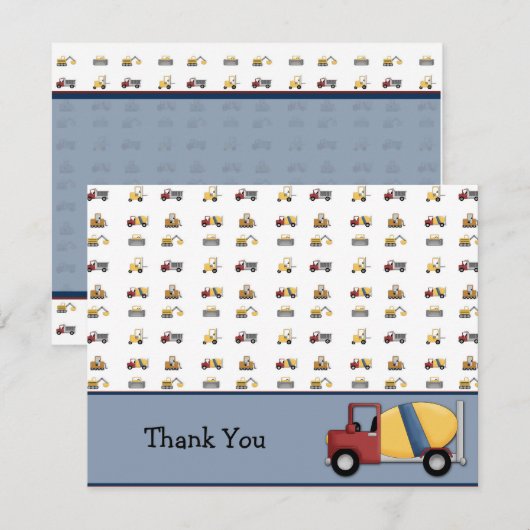 Cement Truck Flat Hartelijk dank Bedankkaart (Voorkant / Achterkant)
